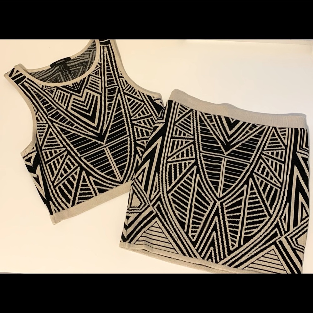 Forever 21 Crop Top with Matching Skirt Set